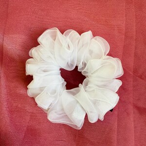 Organza XXL Scrunchie sheer white hair tie oversized fluffy snow hair ties