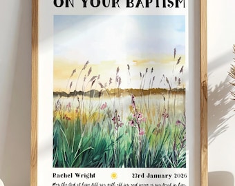 Personalised Baptism Meadows Print - Baptism Gift - Personalised Gift - Baptism Card - Adult Baptism