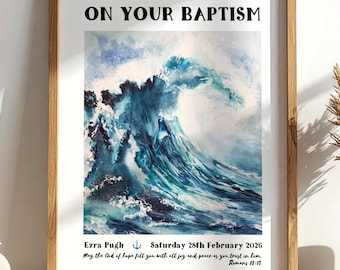 Personalised Baptism Waves Print - Baptism Gift - Personalised Gift - Baptism Card - Adult Baptism