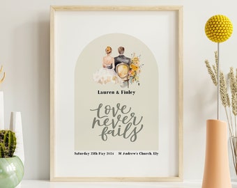 Personalised Wedding Print - Love Never Fails - Wedding Gift - Anniversary Gift - Personalised Gift - Choose Design