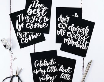 Set of 6 Inspirational Monochrome Postcards