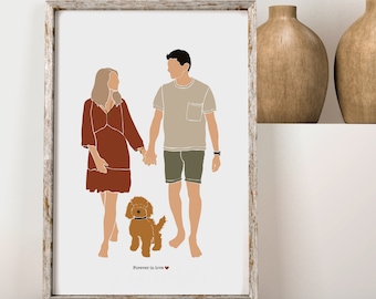 Bespoke Custom Portrait Illustration Print - Family Portrait - Illustration - Wall Art - personalised gift - home decor