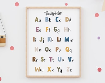 Alphabet Educational Print - Nursery Wall Art - Preschool Poster - Kids Prints - Personalised Gift - Learning Prints - Toddler Poster