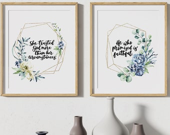 Set Of 2 Promise And Trust Prints - Christian Prints - Bible Verse - Wall Art - Faith Prints - christian gifts - home decor