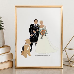 Personalised Hand-Drawn Wedding Portrait - Illustration Print - Bride And Groom - personalised gift - wedding gift - anniversary gift