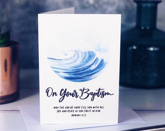 On Your Baptism Watercolour Card - Romans 15:13 - Baptism Card