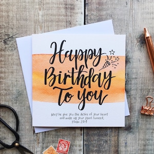 Carte de joyeux anniversaire - Psaume 20:4 - Cartes chrétiennes - Carte de verset de la Bible
