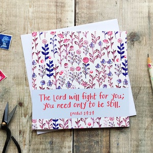 The Lord Will Fight For You, You Need Only To Be Still Card - Exodus 14:14 - Christian Cards - Bible Verse Cards
