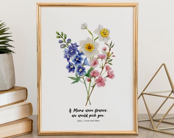 Personalised Birth Flowers If Mums Were Flowers Print - Grandma Gift - Mother's Day Gift - Personalised Family Print