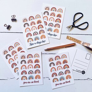 Ensemble de 6 cartes postales arc-en-ciel d'espoir et d'amour