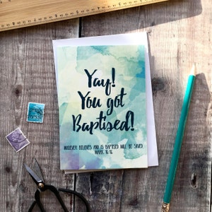 Carte de baptême - Youpi ! Vous vous faites baptiser ! - Marc 16:16 - Cartes chrétiennes - Cartes versets bibliques