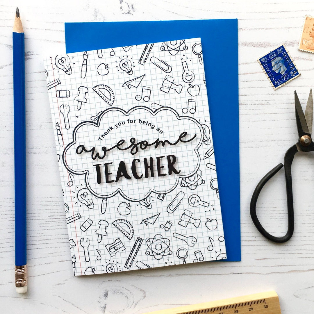 Awesome Teacher Card - Teacher Appreciation Gift - Teacher Thank You ...