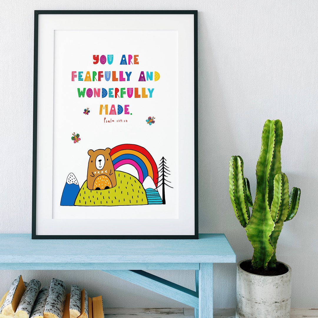 You Are Fearfully and Wonderfully Made Bright Kids Print Psalm 139:14 ...