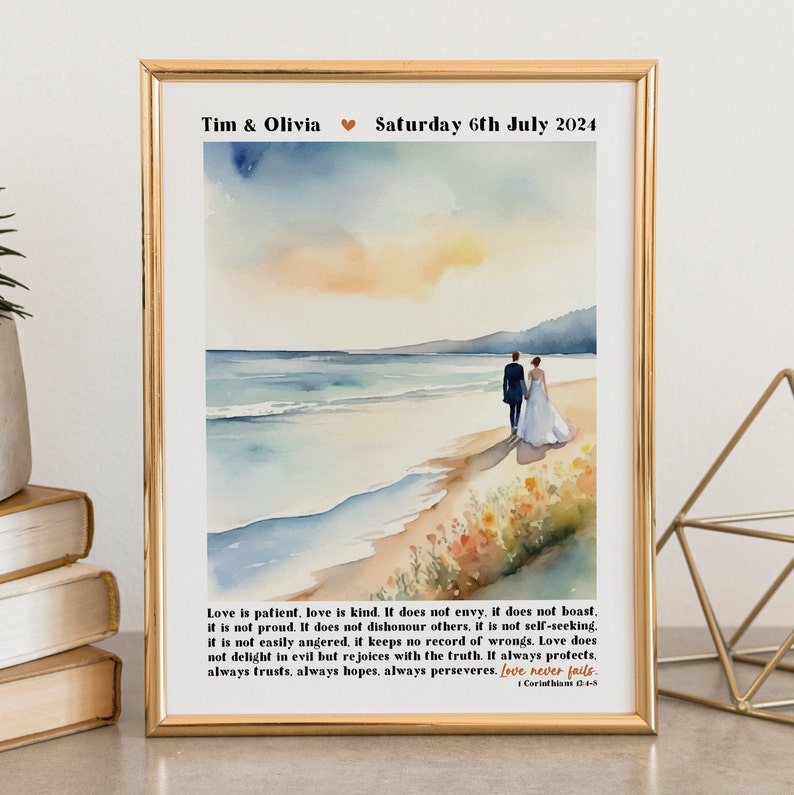 Personalised Wedding Print - Love Is Patient - 1 Corinthians 13:4-8 - Meadow - Wedding Gift - Anniversary Gift - Choose Design
