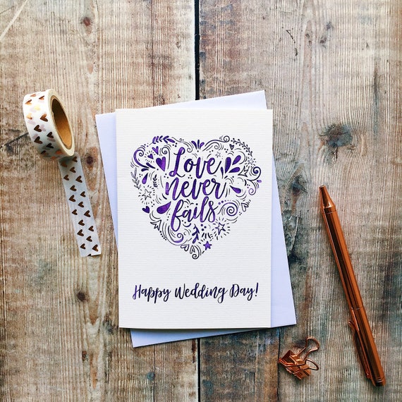 Happy Wedding Day Card Love Never Fails Etsy