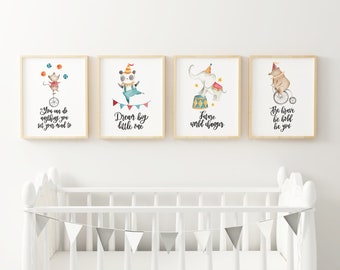 Inspirational Children's Circus Print Collection - home decor - nursery decor - nursery art - wall art