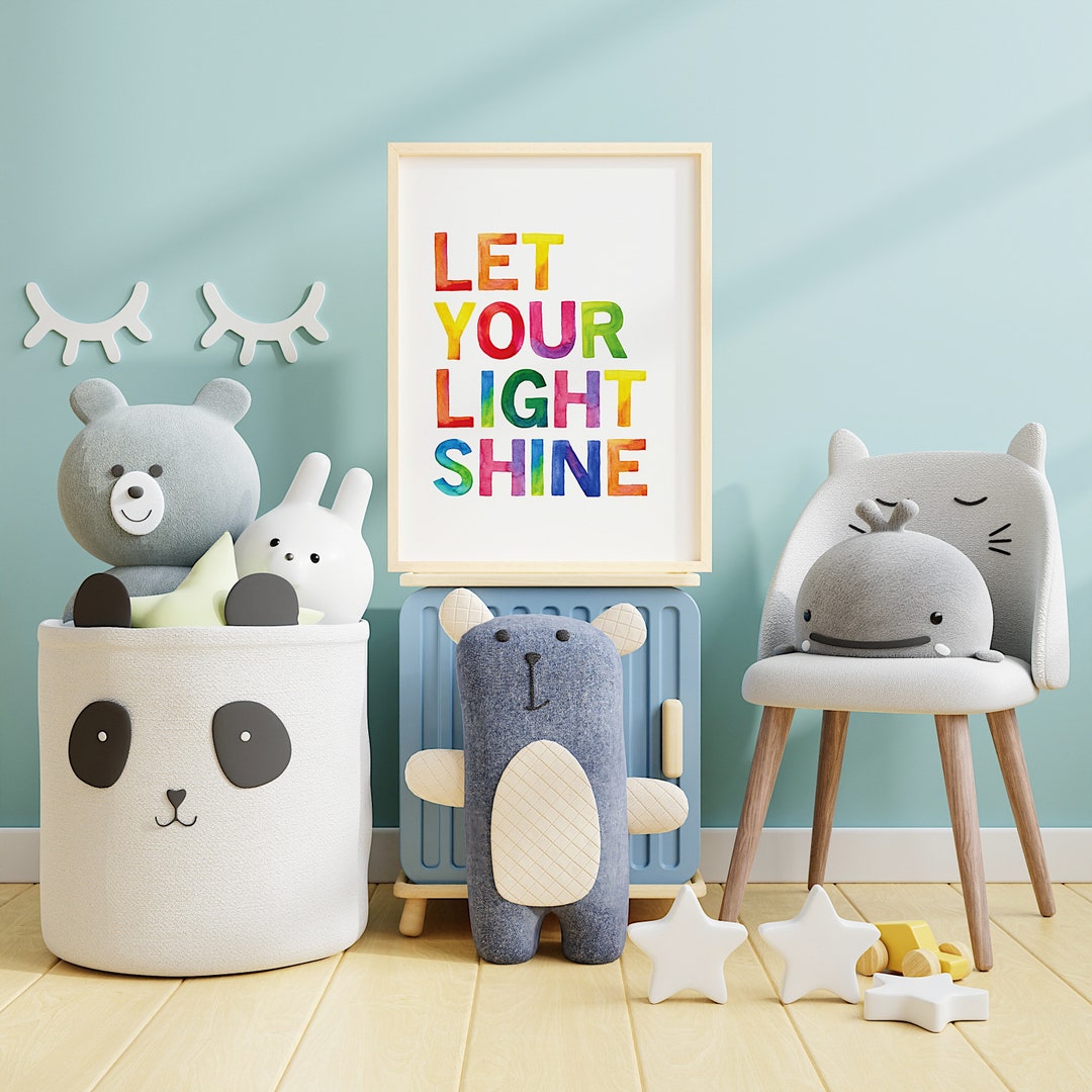 Let Your Light Shine Rainbow Print - Nursery Art - Nursery Decor - Wall ...