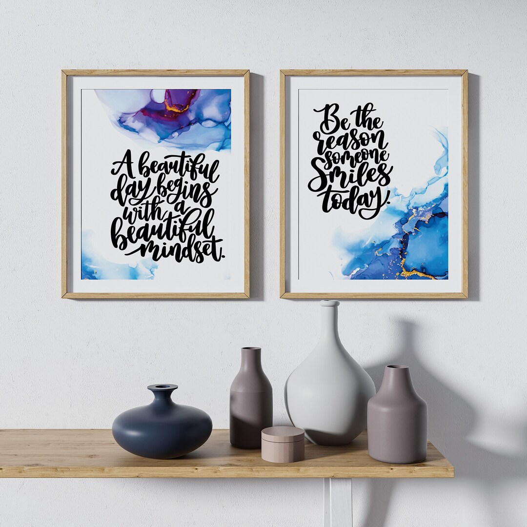 Set of 2 Watercolour Inspirational Quote Prints - Wall Art - Home Decor ...