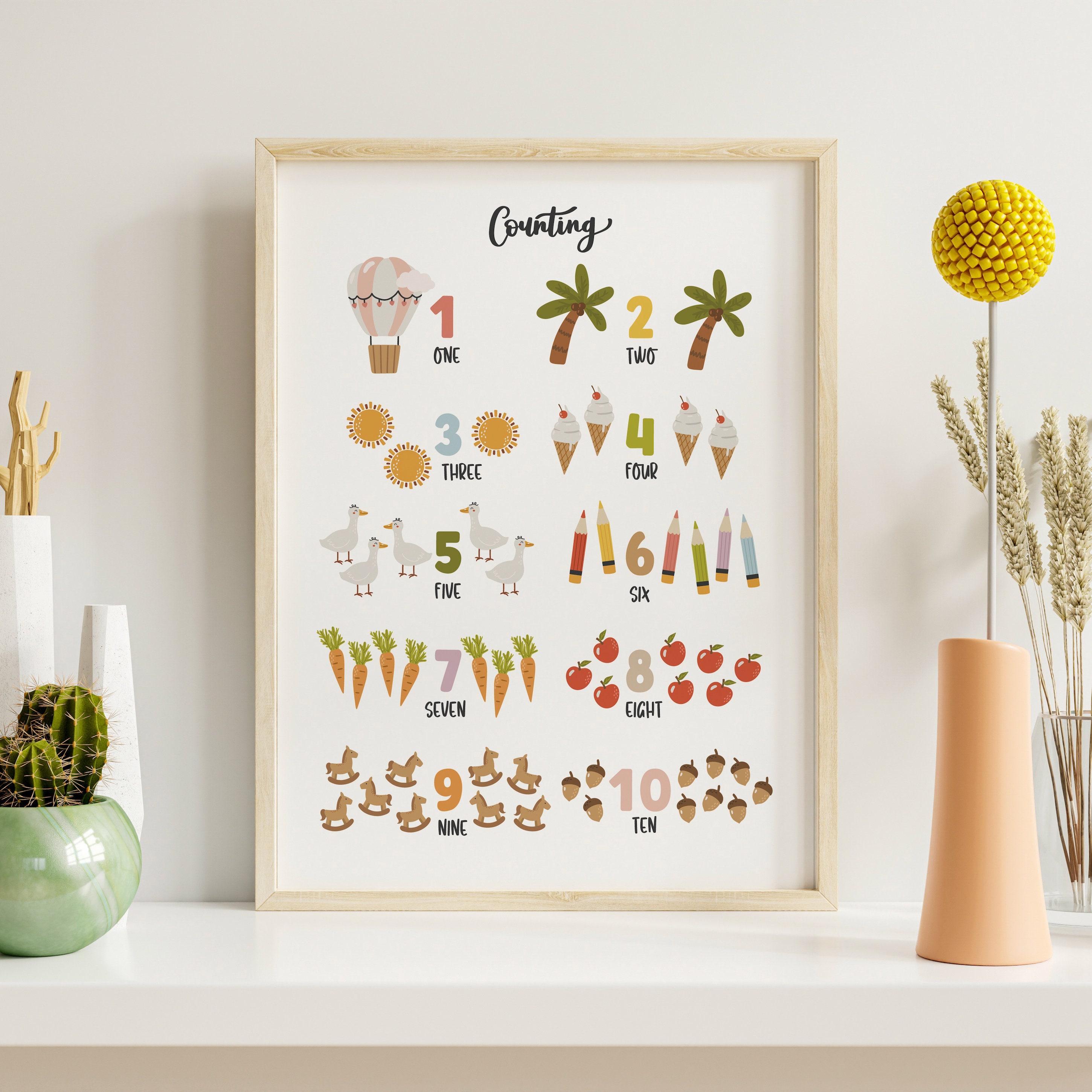 Counting Educational Print - Nursery Wall Art - Preschool Poster - Kids ...