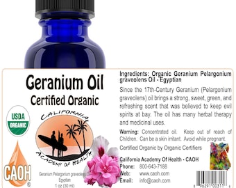 Geranium Pelargonium graveolens Oil - Egyptian - Organic 1 oz
