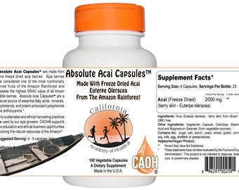 Cápsulas de acai orgánico liofilizado, suplemento antioxidante