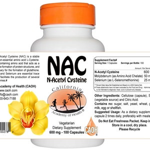 NAC N Acetyl Cysteine 100 Capsules 600 MG