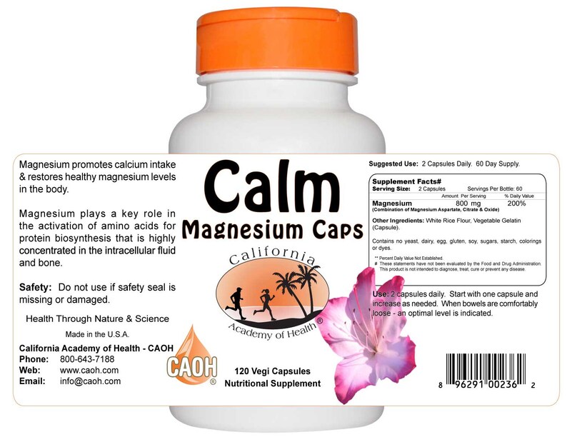 Calm Natural Magnesium Capsules Etsy