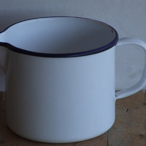 Vintage Enameled //Jug White//White Enamel jug//jug//enamel jug image 5