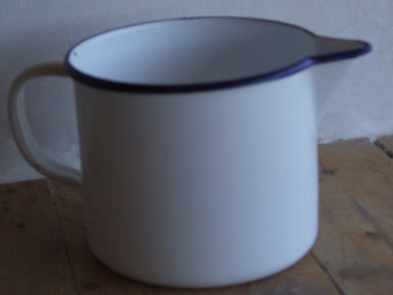 Vintage Enameled //Jug White//White Enamel jug//jug//enamel jug image 4