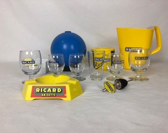 Large Ricard collection. Ricard glasses. Ricard ice bucket. Ricard apéro. Ricard sélection.