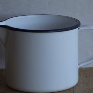 Vintage Enameled //Jug White//White Enamel jug//jug//enamel jug image 1