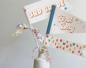 Banderines para el primer día de clases: Decoración para fotos (Descarga digital)