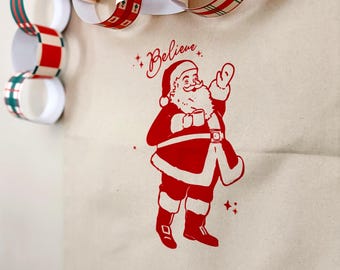 Santa Believe Canvas Banner, Christmas Wall Decor, 16x20” Banner