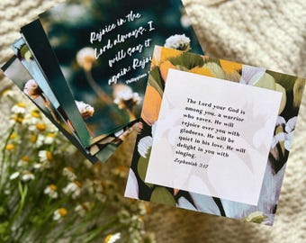 Bemoedigende tekstkaarten: 4 x 4" met zakje met trekkoord