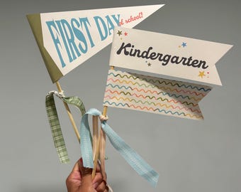 Wimpelvlaggen voor de eerste schooldag: fotorekwisiet (digitale download)