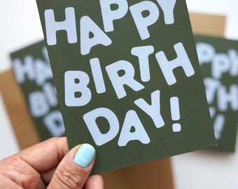 Green Happy Birthday Greeting Card