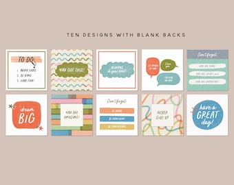 Afdrukbare lunchbox-notitiekaarten: bemoedigende aantekeningen voor terug naar school (digitale download)