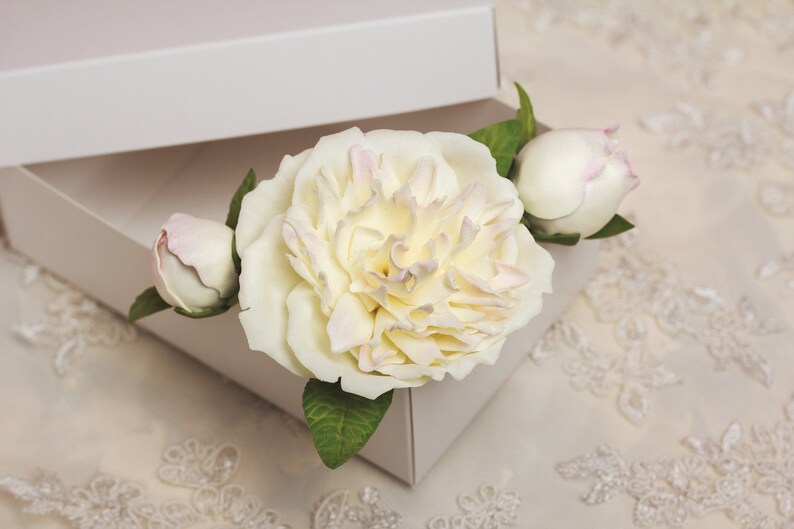 Set Of 3 Ivory Peony Hair Pins Rustic Wedding Hair Accessories Etsy
