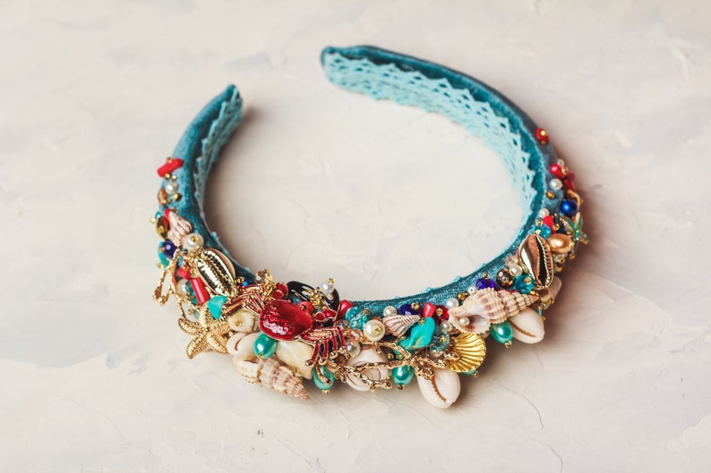 Sirena tiara playa boda corona azul joya diadema con cuentas Etsy