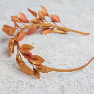 Laurel leaf tiara Greek goddess crown Silver crown Bridal side headband Woodland hair piece Grecian Gold Leaf Headpiece Floral wedding tiara image 9