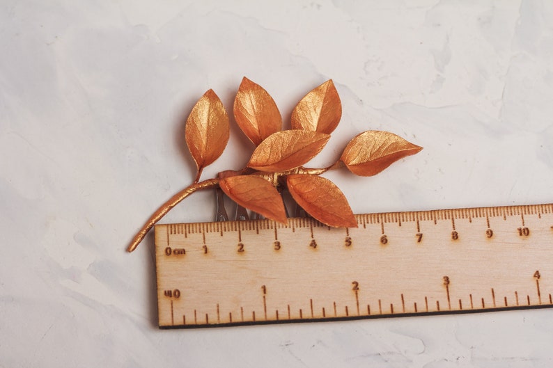 Gold hair accessories Floral comb Leaf hair piece Bridal headpiece Fall Wedding hair comb Rustic Flower Rose Gold Bridesmaids hair piece image 7