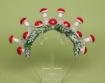 Fairy crown Mushroom headband Amanita mushroom crown Halloween costume headpiece Festival headpiece