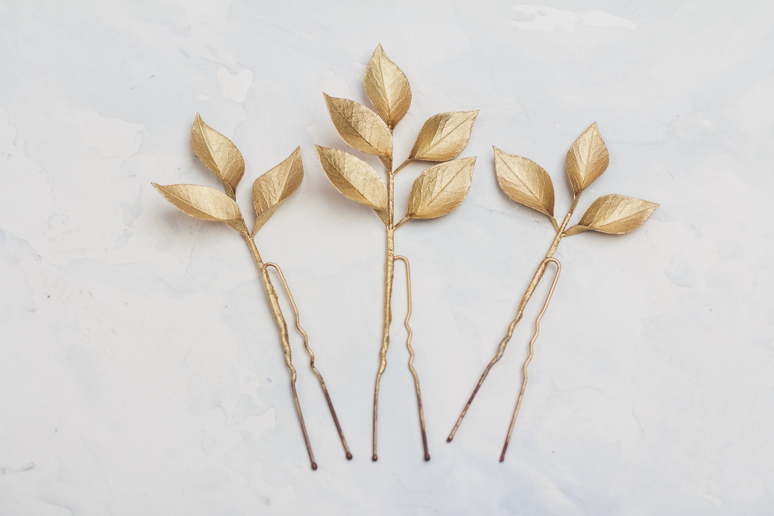 “Eve” Beautiful Gold Leaf Nature Boho Hairpins Process behind creating this hairpiece? main image 4