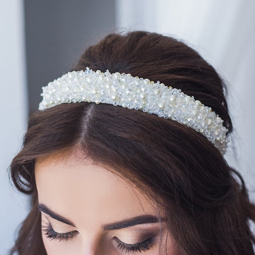 Baroque Women's Embellished Headband Crown Crystal Wedding Hair Band Accessories 