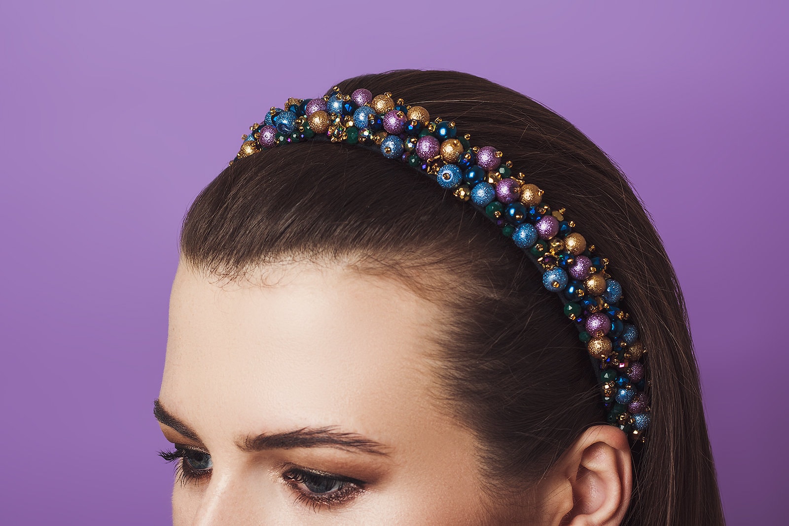 Embellished headband Blue purple jeweled headbands for women Etsy