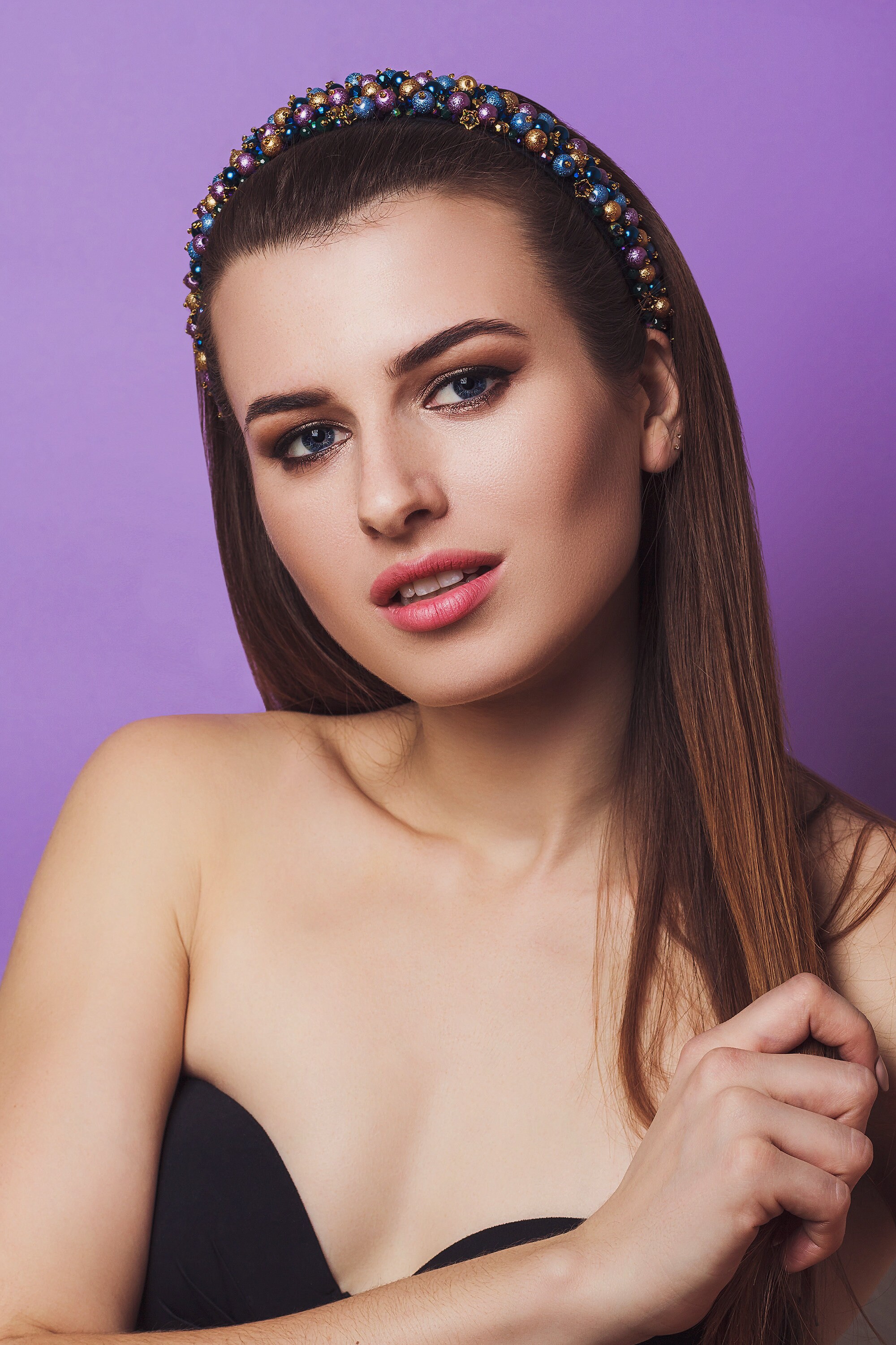 Embellished headband Blue purple jeweled headbands for women Etsy