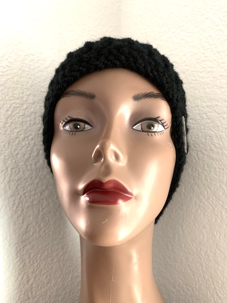 Black Crochet Beanie Slouchy Hat