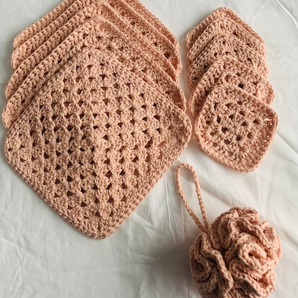 Crochet Cotton 7 piece Bath & Shower Spa Set