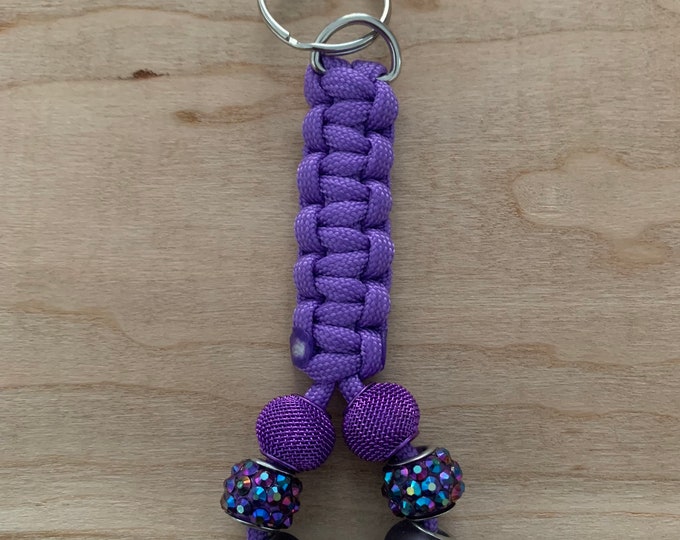 Purple Beaded Paracord Key Chain
