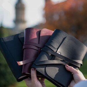 Leather notebook with personalization, red notebook, notebook with craft paper, handmade.